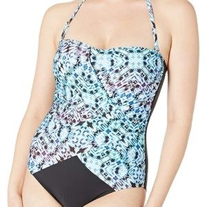 Athena Blouson Bandeau Indigo Essence Halter Strapless One Piece Bathing Suit 14